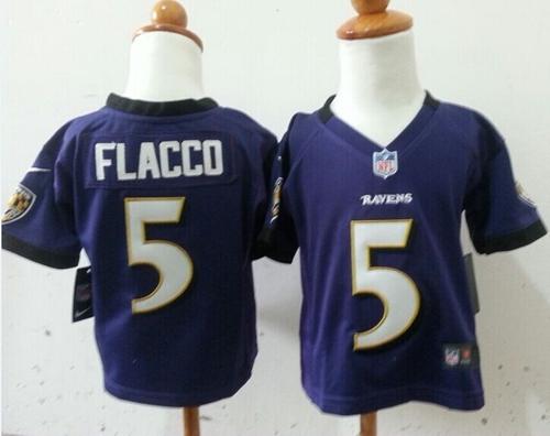 Toddler Nike Ravens #5 Joe Flacco Purple Team Color Stitched NFL Elite Jersey