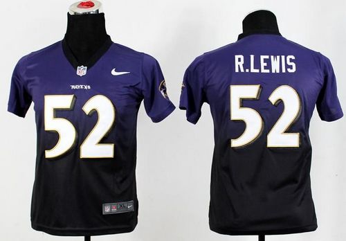 Nike Ravens #52 Ray Lewis Purple/Black Youth Stitched NFL Elite Fadeaway Fashion Jersey