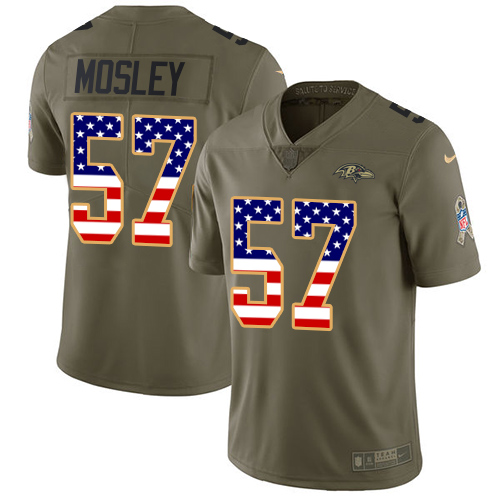 Nike Ravens #57 C.J. Mosley Olive/USA Flag Youth Stitched NFL Limited 2017 Salute to Service Jersey - Click Image to Close