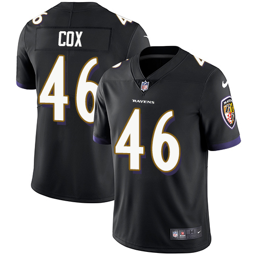 Nike Ravens #46 Morgan Cox Black Alternate Youth Stitched NFL Vapor Untouchable Limited Jersey - Click Image to Close