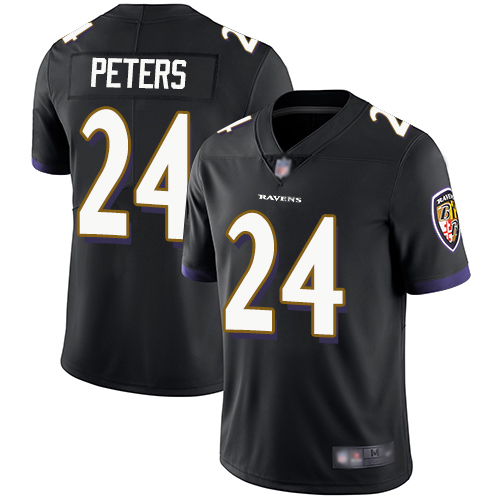 Ravens #24 Marcus Peters Black Alternate Youth Stitched Football Vapor Untouchable Limited Jersey - Click Image to Close