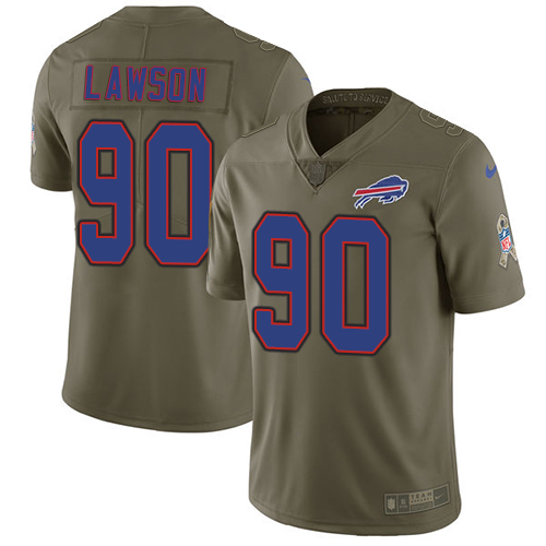 Nike Bills #90 Shaq Lawson Olive Youth Stitched NFL Limited 2017 Salute to Service Jersey - Click Image to Close