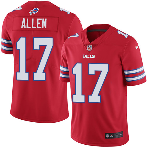 Nike Bills #17 Josh Allen Red Youth Stitched NFL Limited Rush Jersey - Click Image to Close