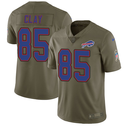 Nike Bills #85 Charles Clay Olive Youth Stitched NFL Limited 2017 Salute to Service Jersey