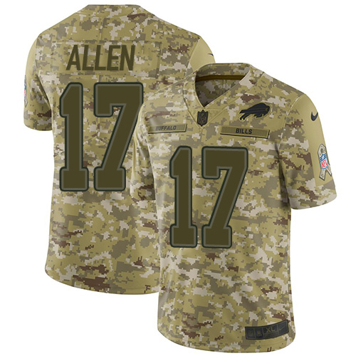 Nike Bills #17 Josh Allen Camo Youth Stitched NFL Limited 2018 Salute to Service Jersey