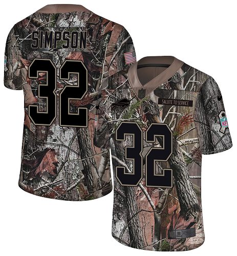 Nike Bills #32 O. J. Simpson Camo Youth Stitched NFL Limited Rush Realtree Jersey