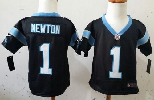 Toddler Nike Panthers #1 Cam Newton Black Team Color Stitched NFL Elite Jersey