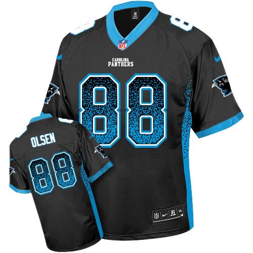 Nike Panthers #88 Greg Olsen Black Team Color Youth Stitched NFL Elite Drift Fashion Jersey - Click Image to Close