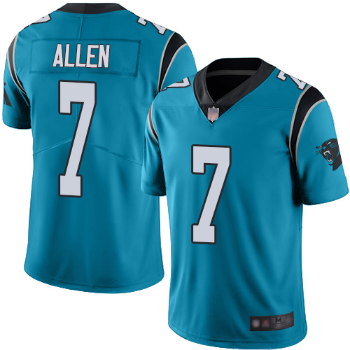 Panthers #7 Kyle Allen Blue Alternate Youth Stitched Football Vapor Untouchable Limited Jersey - Click Image to Close