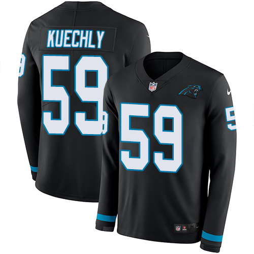 Nike Panthers #59 Luke Kuechly Black Team Color Youth Stitched NFL Limited Therma Long Sleeve Jersey - Click Image to Close