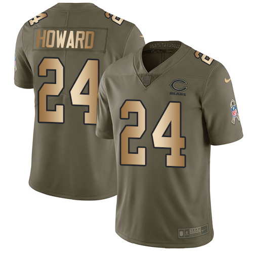 Nike Bears #24 Jordan Howard Olive/Gold Youth Stitched NFL Limited 2017 Salute to Service Jersey