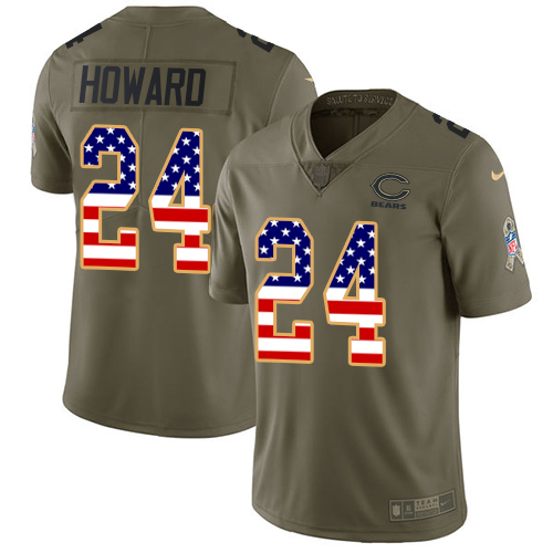 Nike Bears #24 Jordan Howard Olive/USA Flag Youth Stitched NFL Limited 2017 Salute to Service Jersey