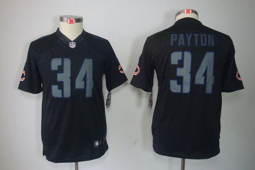 Nike Bears #34 Walter Payton Black Impact Youth Stitched NFL Limited Jersey