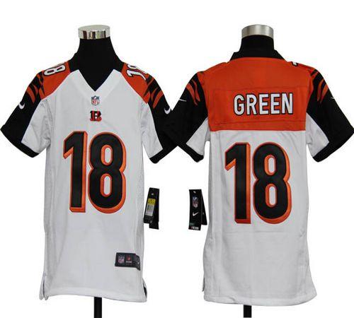 Nike Bengals #18 A.J. Green White Youth Stitched NFL Elite Jersey - Click Image to Close