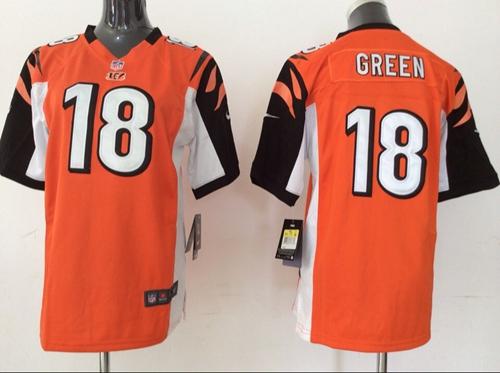 Nike Bengals #18 A.J. Green Orange Alternate Youth Stitched NFL Elite Jersey