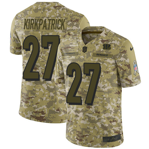 Nike Bengals #27 Dre Kirkpatrick Camo Youth Stitched NFL Limited 2018 Salute to Service Jersey - Click Image to Close