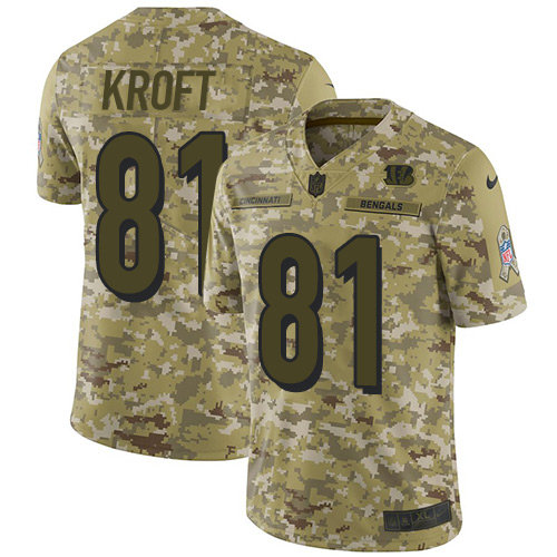 Nike Bengals #81 Tyler Kroft Camo Youth Stitched NFL Limited 2018 Salute to Service Jersey