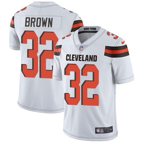 Nike Browns #32 Jim Brown White Youth Stitched NFL Vapor Untouchable Limited Jersey - Click Image to Close