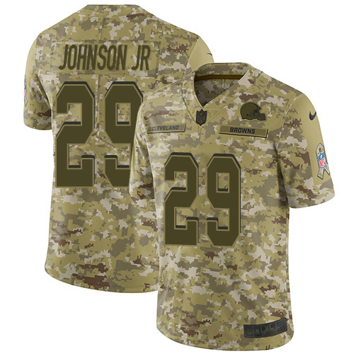 Nike Browns #29 Duke Johnson Jr Camo Youth Stitched NFL Limited 2018 Salute to Service Jersey