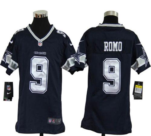 Nike Cowboys #9 Tony Romo Navy Blue Team Color Youth Stitched NFL Elite Jersey