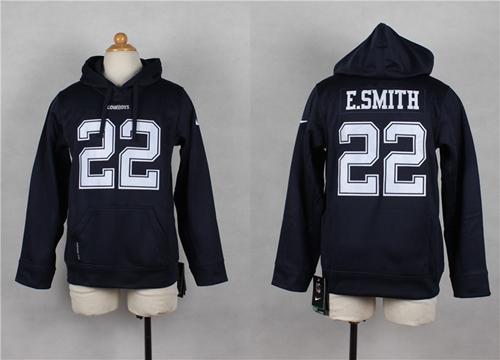 Nike Cowboys #22 Emmitt Smith Navy Blue Youth Player NFL Hoodie