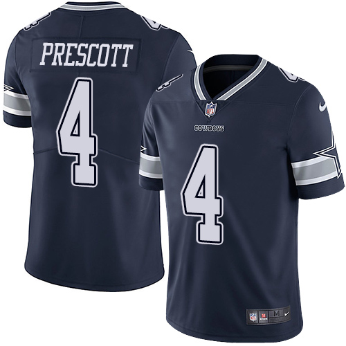 Nike Cowboys #4 Dak Prescott Navy Blue Team Color Youth Stitched NFL Vapor Untouchable Limited Jersey - Click Image to Close