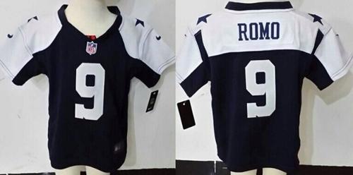 Toddler Nike Cowboys #9 Tony Romo Navy Blue Thanksgiving Stitched NFL Elite Jersey - Click Image to Close