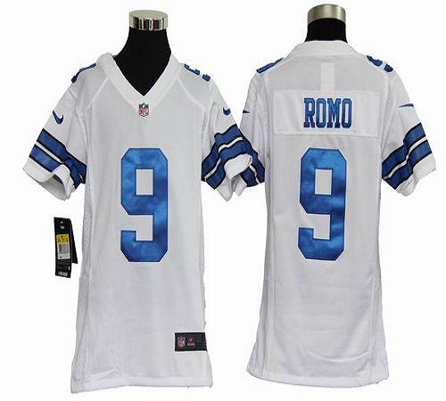 Nike Cowboys #9 Tony Romo White Youth Stitched NFL Elite Jersey