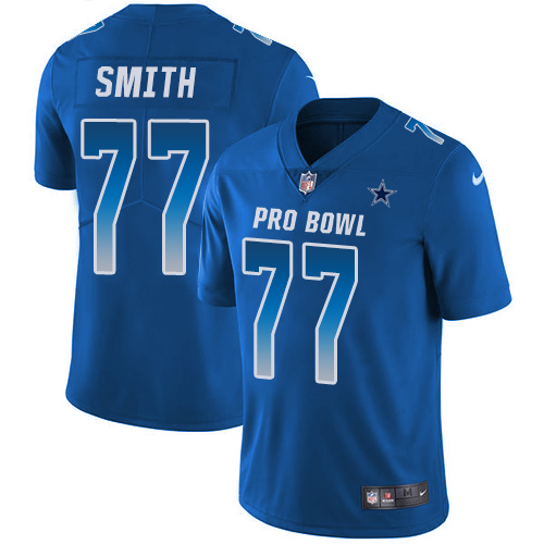 Nike Cowboys #77 Tyron Smith Royal Youth Stitched NFL Limited NFC 2018 Pro Bowl Jersey - Click Image to Close