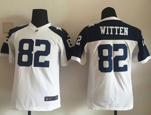 Nike Cowboys #82 Jason Witten White Thanksgiving Youth Throwback Stitched NFL Elite Jersey