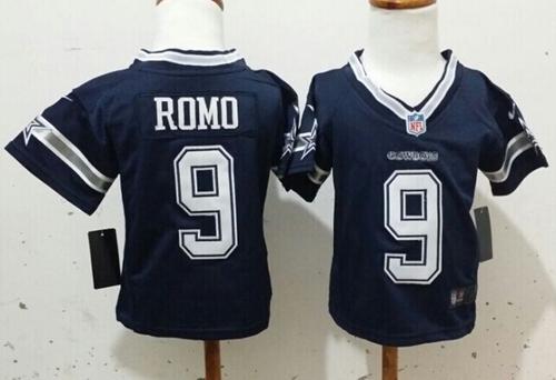 Toddler Nike Cowboys #9 Tony Romo Navy Blue Team Color Stitched NFL Elite Jersey - Click Image to Close