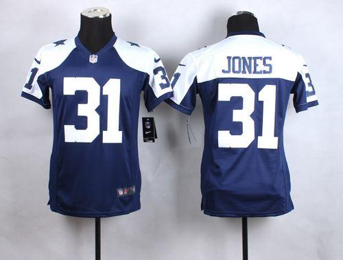 Nike Cowboys #31 Byron Jones Navy Blue Thanksgiving Throwback Youth Stitched NFL Elite Jersey