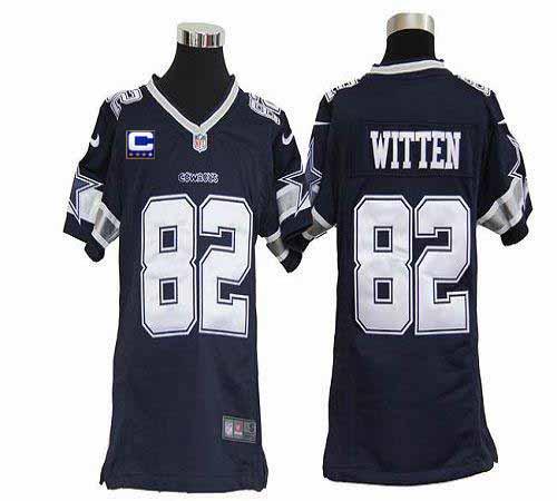 Nike Cowboys #82 Jason Witten Navy Blue Team Color With C Patch Youth Stitched NFL Elite Jersey