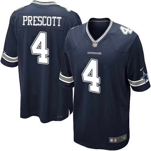 Nike Cowboys #4 Dak Prescott Navy Blue Team Color Youth Stitched NFL Elite Jersey - Click Image to Close