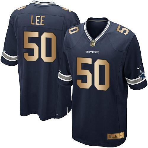 Nike Cowboys #50 Sean Lee Navy Blue Team Color Youth Stitched NFL Elite Gold Jersey - Click Image to Close