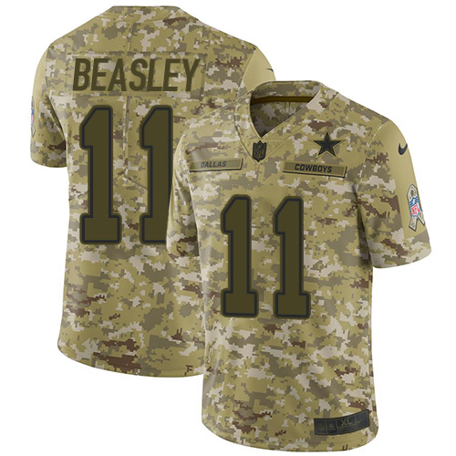 Nike Cowboys #11 Cole Beasley Camo Youth Stitched NFL Limited 2018 Salute to Service Jersey