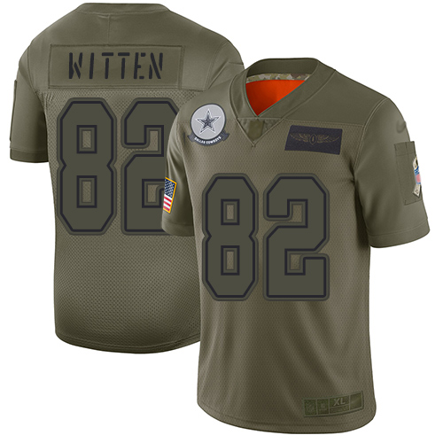 Cowboys #82 Jason Witten Camo Youth Stitched Football Limited 2019 Salute to Service Jersey - Click Image to Close