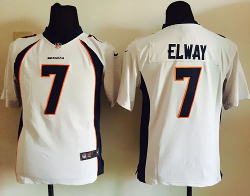 Nike Broncos #7 John Elway White Youth Stitched NFL New Elite Jersey - Click Image to Close