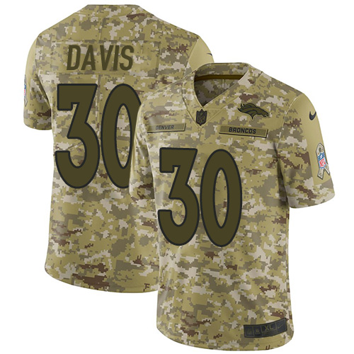 Nike Broncos #30 Terrell Davis Camo Youth Stitched NFL Limited 2018 Salute to Service Jersey