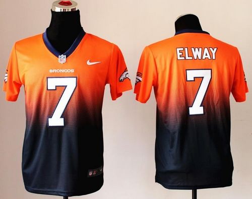 Nike Broncos #7 John Elway Orange/Blue Youth Stitched NFL Elite Fadeaway Fashion Jersey