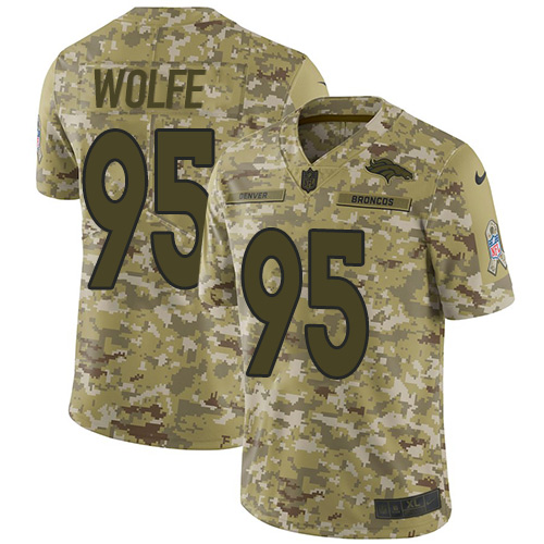 Nike Broncos #95 Derek Wolfe Camo Youth Stitched NFL Limited 2018 Salute to Service Jersey - Click Image to Close