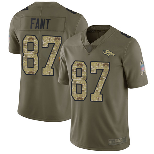 Broncos #87 Noah Fant Olive/Camo Youth Stitched Football Limited 2017 Salute to Service Jersey