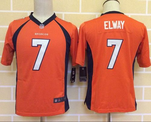 Nike Broncos #7 John Elway Orange Team Color Youth Stitched NFL New Elite Jersey - Click Image to Close