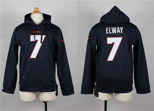 Nike Broncos #7 John Elway Navy Blue Youth Pullover NFL Hoodie