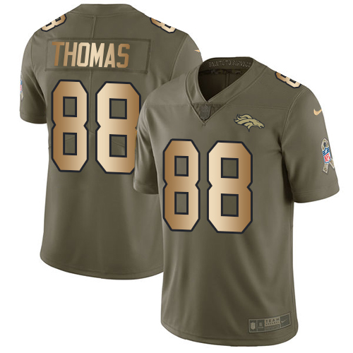 Nike Broncos #88 Demaryius Thomas Olive/Gold Youth Stitched NFL Limited 2017 Salute to Service Jersey - Click Image to Close