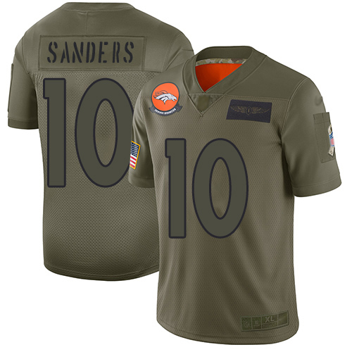 Broncos #10 Emmanuel Sanders Camo Youth Stitched Football Limited 2019 Salute to Service Jersey - Click Image to Close