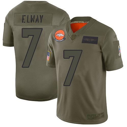 Broncos #7 John Elway Camo Youth Stitched Football Limited 2019 Salute to Service Jersey