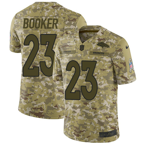 Nike Broncos #23 Devontae Booker Camo Youth Stitched NFL Limited 2018 Salute to Service Jersey - Click Image to Close