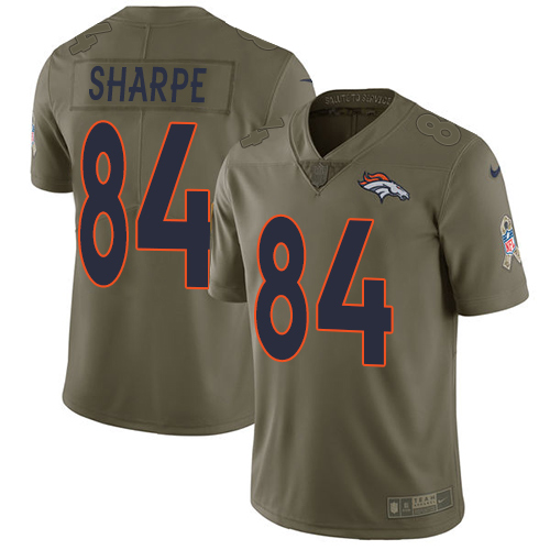 Nike Broncos #84 Shannon Sharpe Olive Youth Stitched NFL Limited 2017 Salute to Service Jersey - Click Image to Close