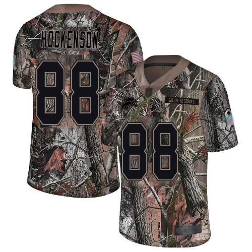 Lions #88 T.J. Hockenson Camo Youth Stitched Football Limited Rush Realtree Jersey